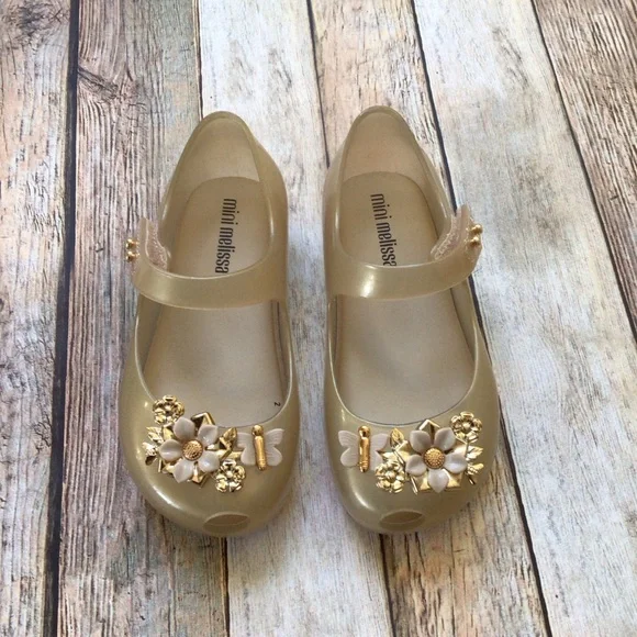 NEW Mini Melissa Ultra Girl Chrome Flower Shoes - Picture 1 of 6